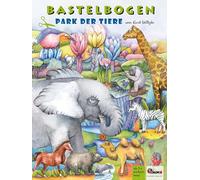 Parque de los animales Hoja de manualidades para niños a partir de 5 años para recortar y hacer manualidades de papel con elefante, león, cebra papertoys