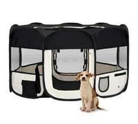 Parque de perros plegable y bolsa transporte negro 145x145x61cm