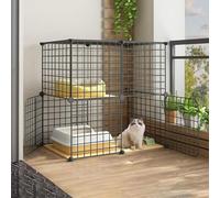 Parque for gatos, jaulas for gatos de interior, recinto for gatos de exterior, caseta de metal de bricolaje con plataforma for 1 o 2 gatos, hurones, chinchillas, conejos y animales pequeños(75*39*73cm