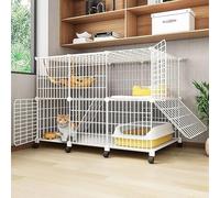 Parque for Gatos Jaulas Grandes for Gatos Recinto for Gatos de Interior Jaula for Hurones Cajas for Perros Grandes Perreras for Gatos con Rueda Universal(111x49x76cm)