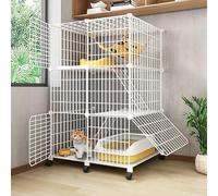 Parque for Gatos Jaulas Grandes for Gatos Recinto for Gatos de Interior Jaula for Hurones Cajas for Perros Grandes Perreras for Gatos con Rueda Universal(75x49x112cm)
