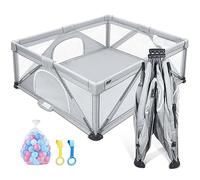 Parque Infantil 150x150cm Corralito para Juegos de Bebe Plegable con Bolsa de Transporte y Manta 50 Bolas y Paneles de Seguridad HDPE Sin BPA Parque Bebé Interior y Exterior 4 agarres Desarrollo Gateo