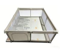 Parque infantil Bebe 150 x 180cm,Parque Bebe Acolchado con 4 Anillos,Parque Cuna con Base Antideslizante y Puerta con Cremallera(Beige)