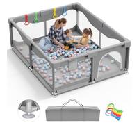 Parque Infantil Bebe 200x180x68cm Grande, Versión Mejorada 2025, Corralito Bebe Centro de Actividades Interior con Base Antideslizante, Fácil de Montar y Limpiar - Sin Alfombra & Bolas, Gris