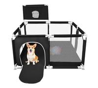 Parque Infantil Bebé, Alfombra de Juegos, Plegable, Malla Transpirable, Corralito Bebé, Con Malla Transpirable Baby Playpen,126 * 126 * 66 cm - Negro