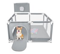 Parque Infantil Bebé, Alfombra de Juegos, Plegable, Malla Transpirable, Corralito Bebé, Con Malla Transpirable Baby Playpen, 126 * 126 * 66 cm - Gris oscuro