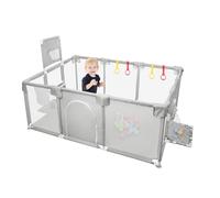 Parque Infantil Bebé, Alfombra de Juegos, Plegable, Malla Transpirable, Corralito Bebé, Con Malla Transpirable Baby Playpen,180 * 120 * 66 cm - Gris claro