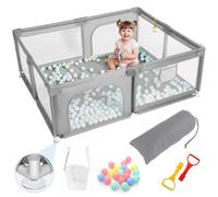 Parque Infantil Bebe, Centro de Actividades Infantiles con Espuma Anticolisión, Corralito Plegable de Malla Transpirable para Interior, Exterior - Juego de Parque Infantil,Light gray,120x180x60cm
