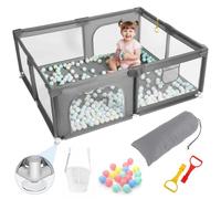 Parque Infantil Bebe, Centro de Actividades Infantiles con Espuma Anticolisión, Corralito Plegable de Malla Transpirable para Interior, Exterior - Juego de Parque Infantil,Dark gray,120x160x60cm