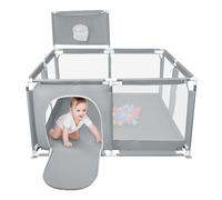 Parque infantil con tetinas versión mejorada 2025 recinto para bebés 300D tela Oxford, centro de actividades para niños, fácil de montar y limpiar, 126 x 126 x 66 cm, gris oscuro