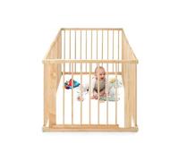 Parque infantil de madera con puerta, 6 elementos 90x68 cm