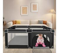 Parque infantil de tela Oxford, parque de juegos para bebés, cerca de bebe, pequeño parque infantil para el apartamento con puerta con cremallera (G-negro-180 x 150 x 66 cm)