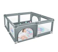 Parque infantil de tela Oxford, parque de juegos para bebés, cerca de bebe, pequeño parque infantil para el apartamento con puerta con cremallera (F-180 x 150 x 66 cm), color gris oscuro
