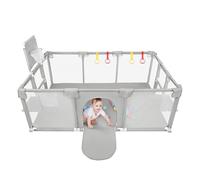 Parque infantil de tela Oxford, parque de juegos para bebés, valla bebe, pequeño parque infantil para el apartamento con puerta con cremallera (B-gris claro-180 x 120 x 66 cm)
