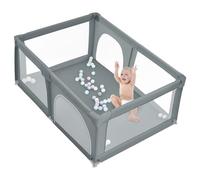 Parque infantil de tela Oxford, parque de juegos para bebés, valla bebe, pequeño parque infantil para el apartamento con puerta con cremallera (E-gris oscuro-180 x 120 x 66 cm)