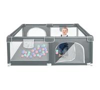 Parque infantil de tela Oxford, parque de juegos para bebés, valla de bebe, pequeño parque infantil para el apartamento con puerta con cremallera (F-gris oscuro-120 x 160 x 66 cm)
