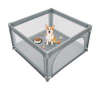 Parque infantil de tela Oxford, pequeño parque infantil con barreras, gran parque para niños pequeños, parque de juegos de bebé para apartamento modulable, plegable, 120 x 120 x 66 cm, gris oscuro