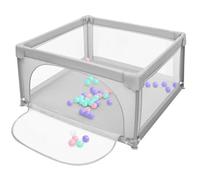 Parque infantil de tela Oxford, pequeño parque infantil con barreras, gran parque para niños pequeños, parque de juegos de bebé para apartamento modulable, plegable, 120 x 120 x 66 cm, gris claro
