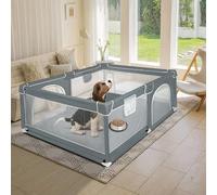 Parque infantil de tela Oxford, pequeño parque infantil con barreras, gran parque para niños pequeños, parque de juegos de bebé para apartamento modulable, plegable, 120 x 160 x 66 cm, gris oscuro
