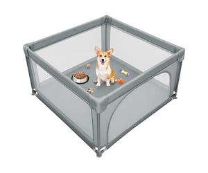 Parque infantil de tela Oxford, pequeño parque infantil con barreras, gran parque para niños pequeños, parque de juegos de bebé para apartamento modulable, plegable, 120 x 120 x 66 cm, gris oscuro
