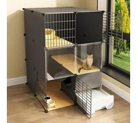 Parque Infantil for Gatos Recinto for Gatos Jaula for Gatos Grande ensamblada Caja for perreras de Alambre de Metal con Caja de Arena Jaula for Gatitos, condominio for Gatos Desmontable for 1-2 Gatos(
