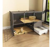 Parque Infantil for Gatos Recinto for Gatos Jaula for Gatos Grande ensamblada Caja for perreras de Alambre de Metal con Caja de Arena Jaula for Gatitos, condominio for Gatos Desmontable for 1-2 Gatos(