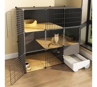Parque Infantil for Gatos Recinto for Gatos Jaula for Gatos Grande ensamblada Caja for perreras de Alambre de Metal con Caja de Arena Jaula for Gatitos, condominio for Gatos Desmontable for 1-2 Gatos(