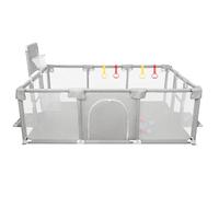 Parque infantil, gran parque infantil, actividad infantil, con bala, modular, plegable, con puerta con cremallera, con 4 ventosas, 180 x 120 x 66 cm, gris claro