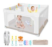 Parque Infantil Grande y Plegable para Bebe: 127x127x70 cm para Interior y Exterior Con 20 Pelotas Oceánicas,1 Canasta de Baloncesto,4 Asas y 1 Bolsa de Viaje - El área de Juego Ideal para Los Niños