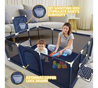 Parque infantil IMBABY para niños de 0 a 6 años, patio de juegos de seguridad grande, área de juegos interior/exterior con acolchado suave, parque infantil, piscina de bolas secas Dark Grey 2 Door