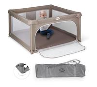 Parque Infantil L - 120x120 - Beige - Corralito para bebé plegable - Parque de juegos para bebe Seguro, Con gateras y ventana red