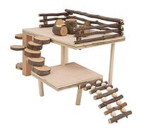 Parque Infantil Madera Natural para Hámster, 47x34x22cm | Juego de Escalada Ecológico, Estructura de Ejercicio, Para Mascotas Pequeñas