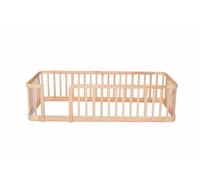 Parque infantil modular 90x200cm - espacio seguro entre barras de 7cm, bordes redondeados, diseño antimordeduras en el suelo, puerta de seguridad multifuncional para bebés y mascotas - madera natural