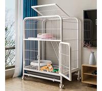 Parque Infantil para Gatos - Hogar para Gatos De Lujo, Jaula Grande para Gatos, Jaula para Perreras De Alambre De Metal, Jaula para Animales Pequeños para Gatitos, Conejillos De Indias, Blanco (78 * 5