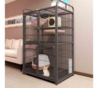 Parque Infantil para Gatos, Jaula para Gatos Parque para Mascotas, Jaula Trampa para Gatos Robusto, casa for Gatos Interior, para 1-2 Gatos, Hurón, Chinchilla, Conejo(Black,78x140cm/30.7x55.1in)
