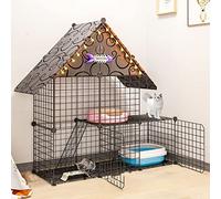 Parque Infantil para Gatos, Perreras para Gatos de Interior, Jaula pequeña, Jaula para Gatos, recintos para Gatos de Interior, Parque Infantil para Gatos DIY con Paneles de Resina Negra