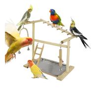 Parque infantil para pájaros, escaleras columpios, juguetes de escalada - con bandeja extraíble de acero inoxidable y taza de madera - para masticar comida para encontrar molienda entrenamiento