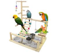Parque infantil para pájaros, parque infantil para periquitos, parque infantil para loros con copa alimentador y bandeja, juguete para loros de pájaros, parque infantil para loros (44 x 37 x 26 cm)