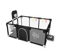 Parque infantil, parque infantil con 4 ventosas inferiores y 4 anillos de tracción, centro de actividades y juegos infantiles con puerta con cremallera, malla transpirable (180 x 120 x 66 cm), color