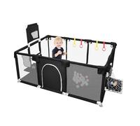 Parque infantil, Parque infantil, Gran Parque Bebe, para interior y exterior, con base antideslizante, barrera parque bebe, tejido Oxford, 50 bolas, 4 ventosas+4 anillos de tracción (negro, 180 x 120