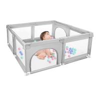 Parque infantil, Parque para bebe modulable plegable de malla con 50 bolas, parque infantil interior y exterior, centro de actividades de parque infantil de tela oxford (gris claro) (50 bolas), 120 x