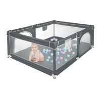 Parque infantil, parque para bebé, plegable, de malla con 50 bolas, parque infantil, interior y exterior, centro de actividades de parque infantil, tejido oxford (gris oscuro, 120 x 160 x 66 cm)