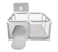 Parque infantil plegable con 50 bolas de juego y 8 ventosas, parque infantil seguro de tela Oxford, antideslizante y antigolpes, parque de ocio interior para bebé (gris claro)