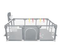 Parque infantil plegable con 50 pelotas+4 placas de succión, rejilla con red transpirable para interior y exterior, parque y establos con puerta con cremallera, a partir de 0 - 48 meses, 180 x 120 x