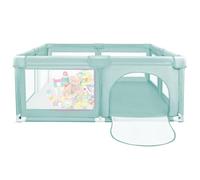 Parque infantil plegable con 50 pelotas, rejilla con red transpirable para interior y exterior, parque y establos con puerta con cremallera, a partir de 0-48 meses, 120 x 120 x 66 cm