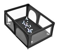Parque infantil plegable con 50 pelotas, rejilla con red transpirable para interior y exterior, parque y establos con puerta con cremallera, a partir de 0-48 meses, 180 x 120 x 66 cm