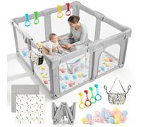 Parque Infantil Plegable con Colchón, Red Transpirable 360°, Tela Oxford 300D, Base Antideslizante, Zona de Juegos Segura para Niños, Interior/Exterior (150 x 150 x 70 cm)