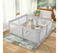 Parque infantil plegable pequeño parque infantil con malla suave transpirable, parque infantil para interior y exterior, estable valla para niños pequeños, 1,5 x 1,5 cm (gris)