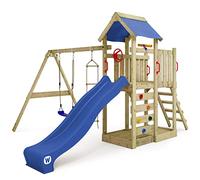 Parque Infantil WICKEY MultiFlyer con Columpio y tobogán Azul, Parque Infantil de Exterior con arenero, Escalera y Accesorios de Juego para el jardín