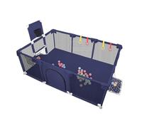 Parque infantil XXL plegable modulable para bebés con barreras/redes/pelota de océano/4 asas, Playpen extra grande para bebés y niños pequeños, parque infantil, 180 x 120 x 66 cm, azul marino